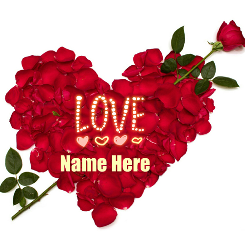 Heart Shape Rose Romantic Greeting Card With Your Name