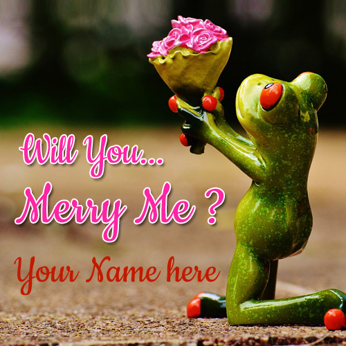 Love Propose Cute Frog Greeting Card With Lover Name