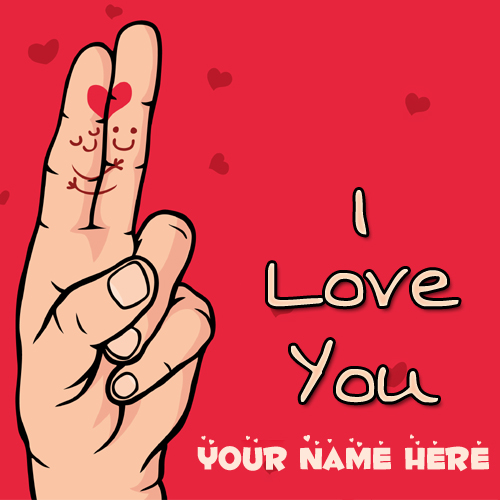 Cute Love Couple Fingers Romantic Greeting With Name