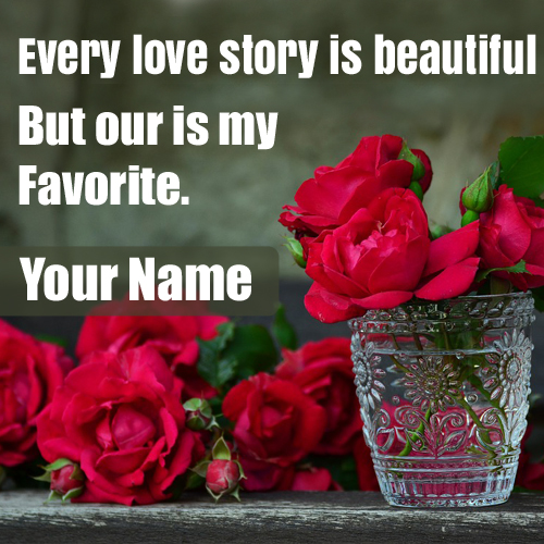 Romantic Love Story Name Greeting Card With Red Rose