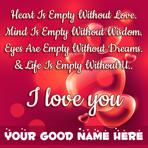 Red Bubbles and Hearts Love Quotes Greeting With Name