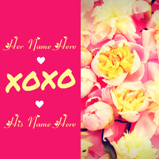 Cute XOXO Romantic Love Couple Greeting With Your Name