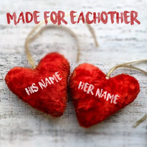 Beautiful Red Love Hearts Greeting With Couple Name