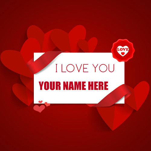 I Love You Wishes Red Heart Greeting Card With Name