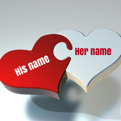 Write Name on Love Couple Heart Whatsapp Profile Pics