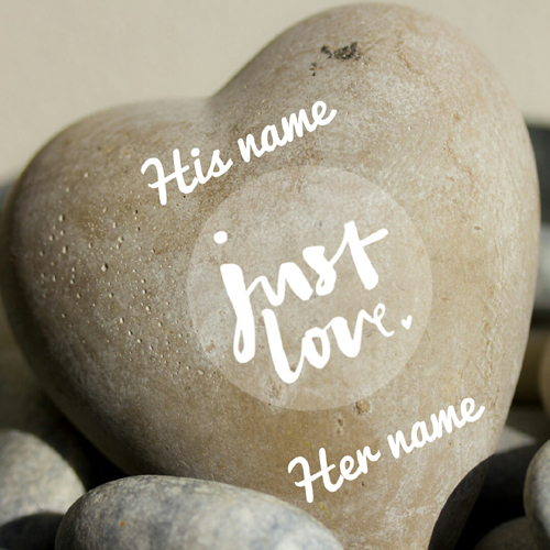 Write Love Couple Name on Heart Shape Stone Greeting