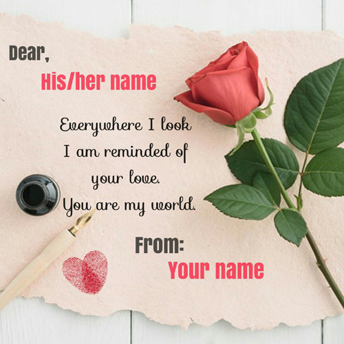 Beautiful and Romantic Love Note Greeting With Name