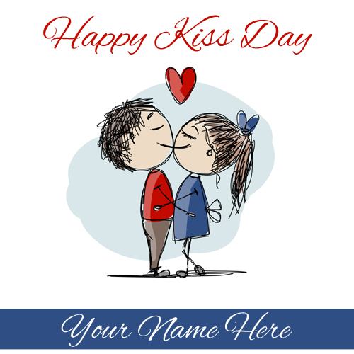 Cute Couple Kissing on Valentine Day Greeting With Name