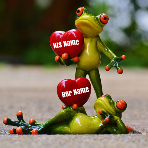 Cute and Funny Frog Couple Greeting Card With Your Name