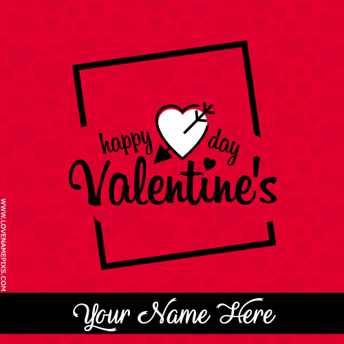 Happy Valentine Day Wishes Red Background With Name