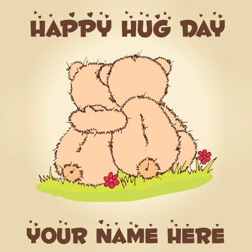 Happy Hug Day Love Couple Greeting Card With Name