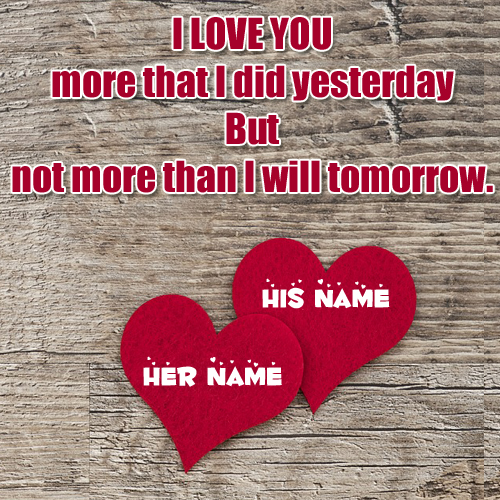 Print Name on Couple Heart Pics With I Love You Quotes