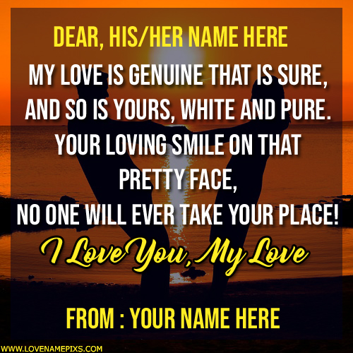 I Love You My Love Romantic Quote Greeting With Name
