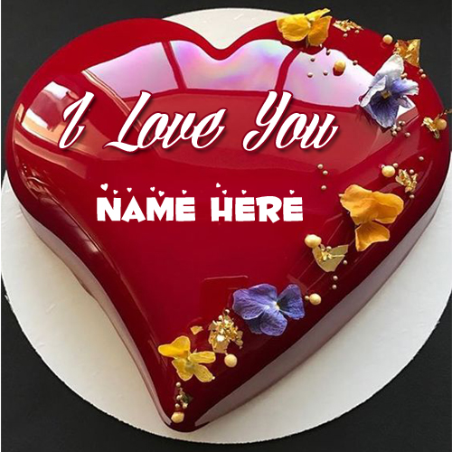 Red Heart Mirror Glaze I Love You Cake With Your Name