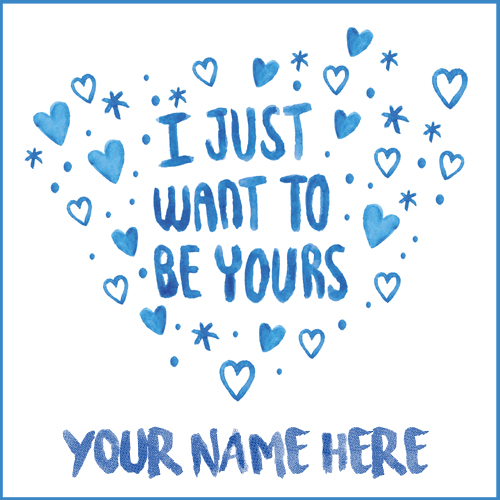 White and Blue Hand Painted Love Quote Pics With Name